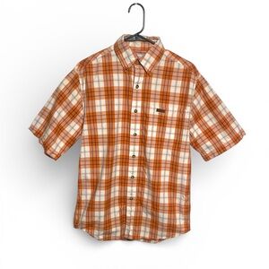 Carhartt Men's Plaid Button-Down Shirt in Orange and White